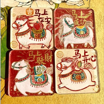 🔥臺灣出貨🔥馬年系列馬上發財冰箱貼亞克力磁吸式冰箱貼卡通可愛高顏值送閨蜜