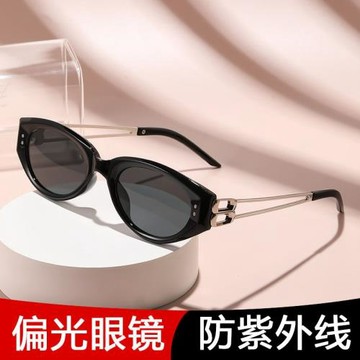 時尚偏光貓眼墨鏡女高級感韓跨境顯瘦黑色太陽鏡防紫外線太陽眼鏡