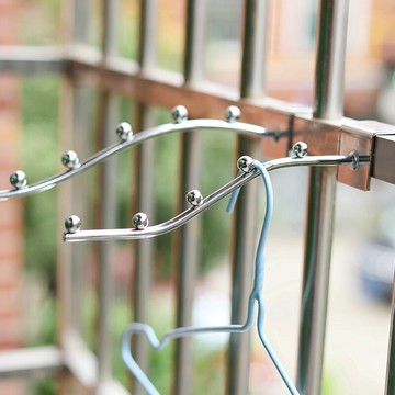 晾衣架窗戶式陽臺撐桿衣架防盜窗飄窗固定桿宿舍不銹鋼衣架子家用