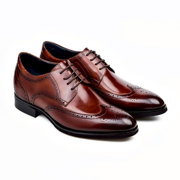 內增高雕花紳士男皮鞋 棕色