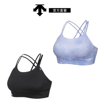 【DESCENTE】迪桑特 女士 輕支撐短版運動內衣 Bratop (圖案/黑色)