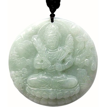 蘋果綠虛空藏菩薩 天然A貨翡翠墜鍊玉墜子項鍊H01