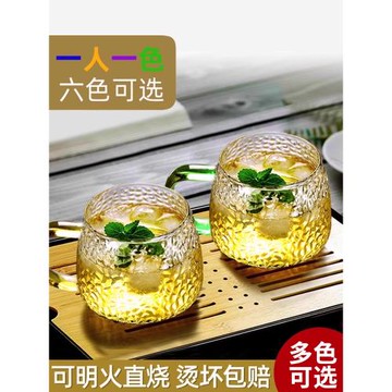 日式錘紋玻璃杯簡約ins風女水杯家用耐熱防爆喝水杯子帶把手茶杯