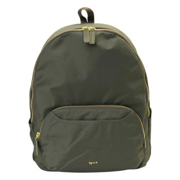 agnes b.-金屬agnes b. 前拉鍊口袋橢圓型後背包(鐵砂灰)中