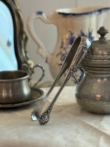 40184 法國古董鍍銀糖夾