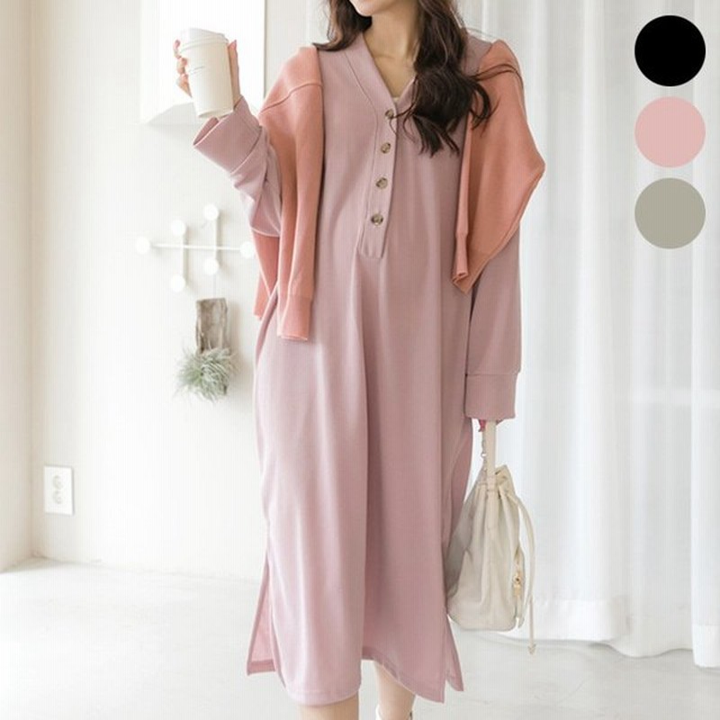 Ette 授乳服 ワンピース 春 長袖 マタニティ 服 Vネック 大きいサイズ 産前産後 妊婦服 妊婦 パジャマ ロング Sdn 通販 Lineポイント最大0 5 Get Lineショッピング