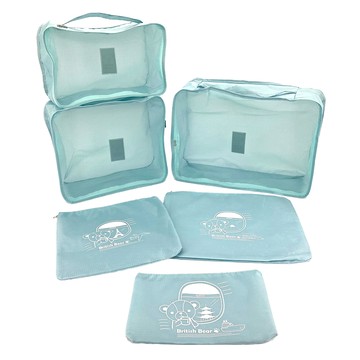 英國熊 收納旅行六件組  大網袋40.5 x 12.5 x 29.5cm + 中網袋31 x 12.5 x 28cm + 小網袋30 x 12.5 x 20.5cm + 大拉鍊袋34.7 x 27.3cm + 中拉鍊袋26.7 x 25cm + 小拉鍊袋25.8 x 16.5cm