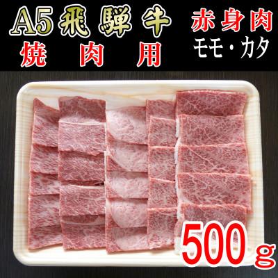 ふるさと納税 揖斐川町 「A5等級」飛騨牛赤身肉焼肉用500g　モモ又はカタ肉