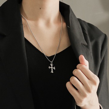 眼觀925純銀十字架吊墜毛衣鏈女秋冬復古項鏈ins簡約小眾氣質網紅1入