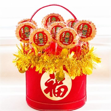關公麥芽餅 小禮籃10支入 關聖帝君拜拜祝壽 祈福平安餅 扎絲簡版