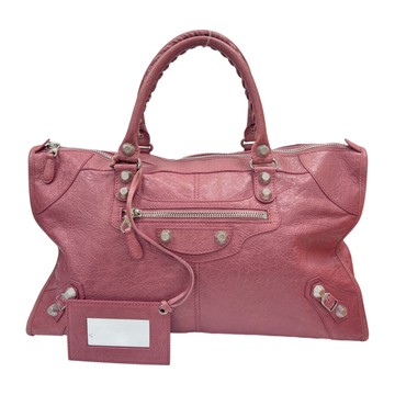 BALENCIAGA 巴黎世家 粉色 皮革 Giant Work 機車包 手提包 285451 【二手名牌BRAND OFF】