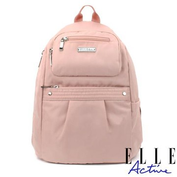 【ELLE Active】知性優雅系列-防盜 後背包-中-粉紅色