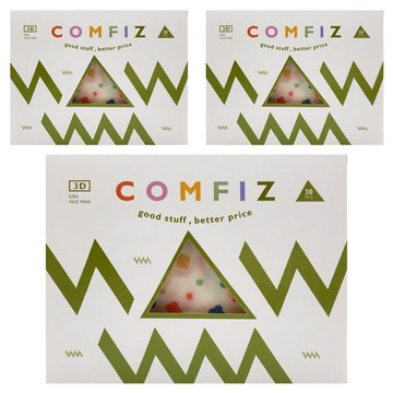 COMFIZ 康菲 大童3D立體醫療口罩 13 x 10cm 適齡7~12歲  30片  3盒  花花草草 橘黃色