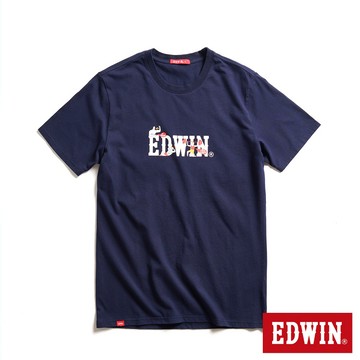 EDWIN 中性款 網路獨家 運動插畫LOGO短袖T恤(丈青色)