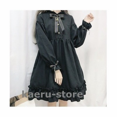 ワンピース 半袖 ロリィタ 膝丈 ロリータファッション ドレス ゆめかわいい 長袖 リボン 黒 可愛い 魔女 フリル Lolita コスプレ ゴスロリ 通販 Lineポイント最大get Lineショッピング
