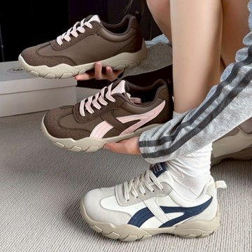 【白鳥麗子】休閒鞋 韓風素面皮革繫帶方頭厚底包鞋 店長推薦