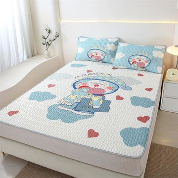 2025新款學生A類母嬰級大版卡通印花涼感0.6cm乳膠涼席三件套