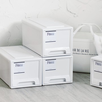 日本 天馬 Fits MONO純白系正方22.5寬單層抽屜箱 高20CM 3入