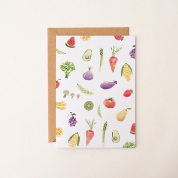 水彩蔬果手繪卡片 萬用卡 生日卡片 感謝卡 藝術卡 彩色賀卡 可愛