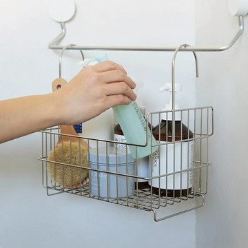 日本 霜山 可掛式304不鏽鋼浴室置物籃/收納掛籃