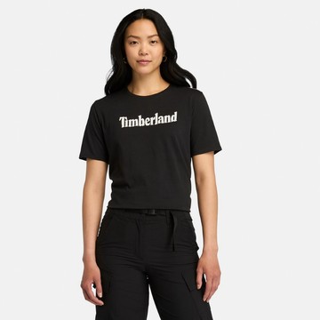 Timberland 女款黑色休閒短袖T恤｜A6AZP001
