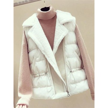 品牌折扣女裝剪標專柜撤柜外貿羊羔毛馬甲女中長款羽絨棉馬夾外套