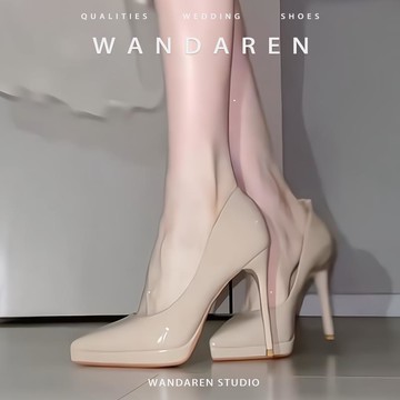 {可打統編 保固一年}裸色淺口高跟鞋女細跟2025新款防水臺不累腳單鞋氣質尖頭職業鞋