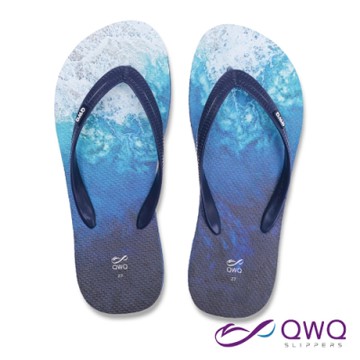 QWQ 男款休閒軟Q夾腳拖鞋-鞋帶保固-防滑耐磨-海灘拖鞋-海藍-藍(ABBC00304)