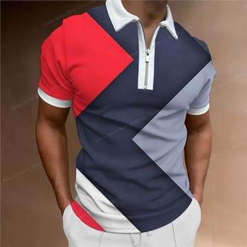 Fashion slim fitting printed polo shirt 修身印花翻領Polo衫男