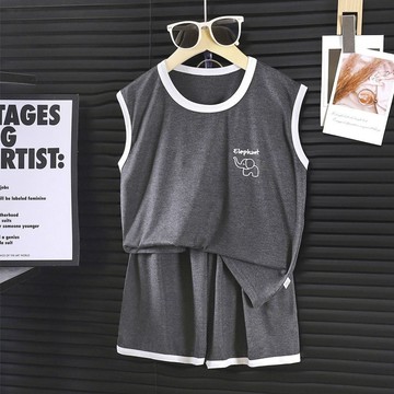莫代爾兒童睡衣夏季薄款男童背心套裝中大童男孩家居服空調服夏款 男童居家服 男童睡衣