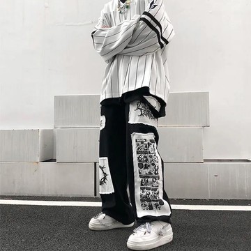 限時優惠 潮流休閒寬鬆運動褲 ins春秋新款潮男穿搭印花口袋衛褲hippop炸街潮流休閒寬鬆哈倫褲