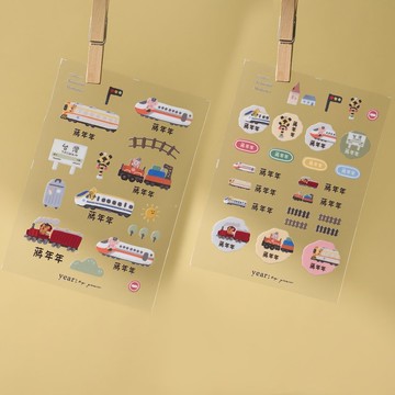 手繪原創 水晶轉印貼 客製化姓名貼台灣小火車防水耐刮 2入4入