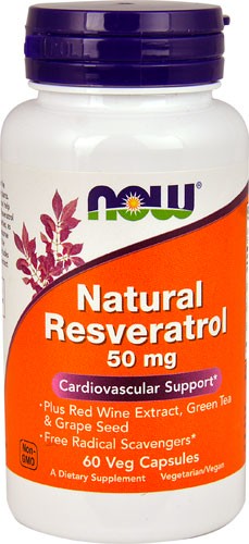 NOW Foods Natural Resveratrol 50 mg - 60 Veg Capsules
