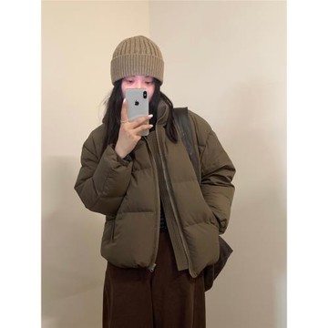你的可愛柒韓代同款利落短款咖色立領羽絨服90白鴨絨2024新款女冬