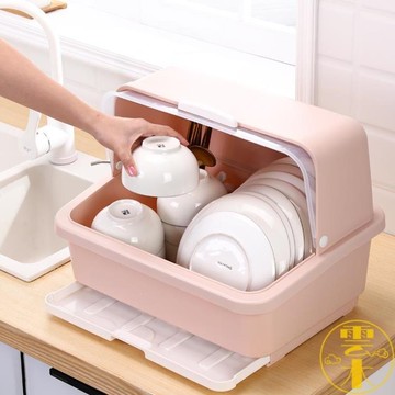 廚房碗柜餐具收納盒碗盤置物架防塵加厚塑料瀝水籃家用【夏沐生活】
