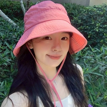漁夫帽 帽子 糖果色 遮陽帽 防曬帽 大帽簷 日系帽子 綁帶漁夫帽 戶外帽 透氣 平頂 圓帽 女生帽子 穿搭好物 091