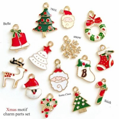 クリスマスモチーフ カラーチャームセット(14種類各1個入)   1セット  パーツ 材料 卸 ハンドメイド 手芸