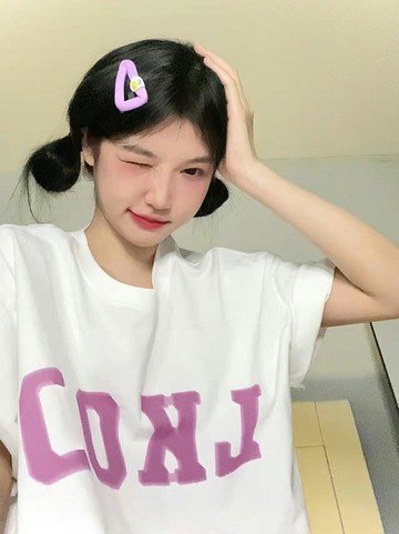 純棉正肩白色短袖t恤女夏季美式復古寬松ins設計感小眾半袖上衣服