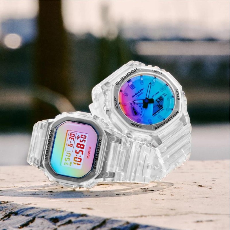 G-SHOCK ジーショック DW-5600SRS-7JF レインボー蒸着 Iridescent Colorシリーズ 樹脂バンド メンズ デジタル表示  スケルトンカラー 腕時計 CASIO カシオ | LINEブランドカタログ