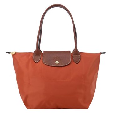 LONGCHAMP LE PLIAGE系列長把再生尼龍摺疊水餃包(中/磚紅)