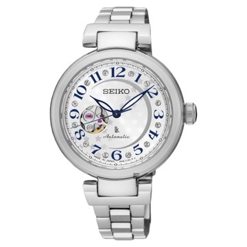 SEIKO精工 LUKIA 星月鏤空機械女錶 新春換新 送禮首選-銀/34mm (SSA829J1)_SK045