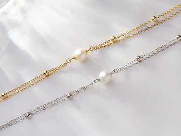 光點 | 淡水珍珠 / 金鍊 / 銀鍊 / 單件款 | 天然珍珠手鍊