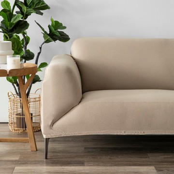 耐磨耐抓防汙針織沙發套雙人 芒草棕