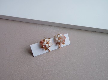 甜心 春意-耳環  禮物 手作水晶花樹脂飾品 新娘頭飾/伴娘配飾