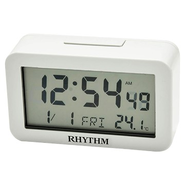 RHYTHM 日本麗聲時計 多功能液晶電子鐘  白色