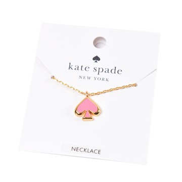 KATE SPADE 琺瑯桃心鎖骨鍊-柔粉