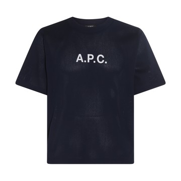 A.p.c. - Navy Blue And White Cotton T-shirt