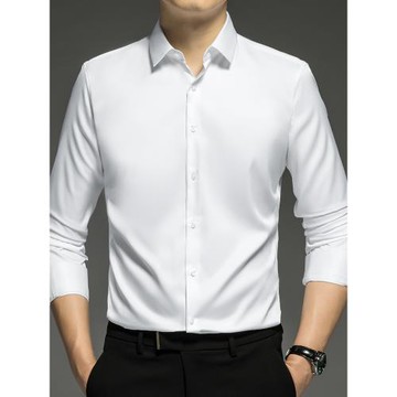 白色襯衫男長袖高端商務免燙抗皺初秋季襯衣輕熟風高級感男裝寸衫
