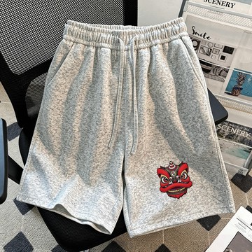 【FOH】女生短褲 韓系短褲 高腰短褲 運動短褲 抽繩短褲 夏天短褲 寬鬆短褲 闊腿短褲 ins風短褲 印花短褲