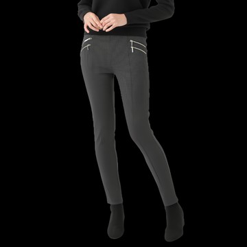 CARET 女款千鳥格高腰褲  L  黑